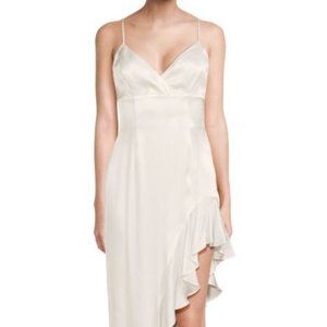 Bardot Ember Asymmetric Ruffled Midi Dress - Ivory - Size US 8